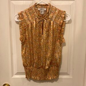 Rachel Zoe Gold Ruffled Sleeveless Blouse
